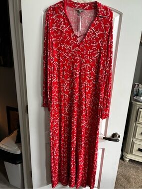 ASOS Red Floral Maxi Dress with White Blossom Print